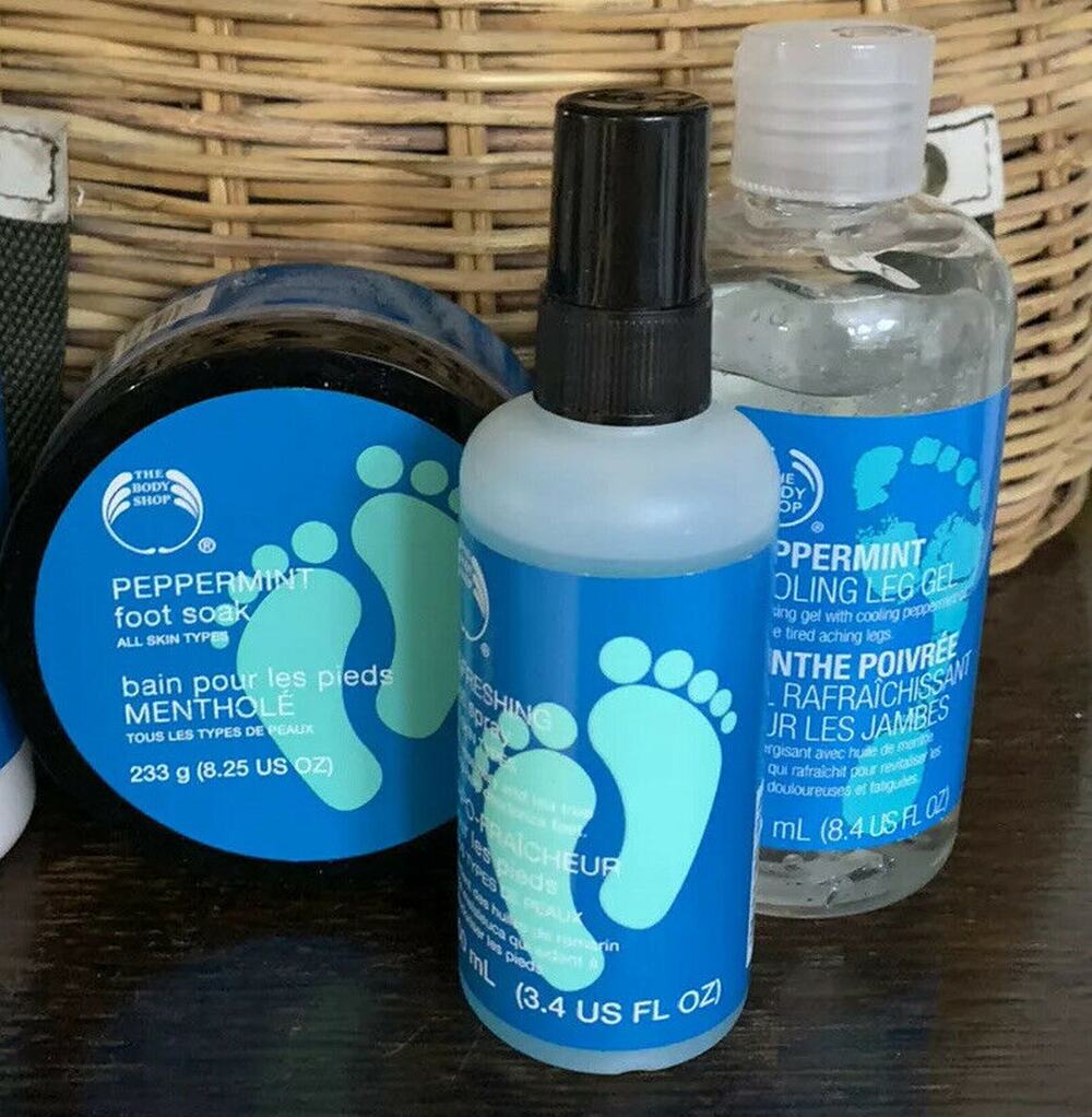 The Body Shop Peppermint Foot soak Cooling lotion gel lot rare Lot 3